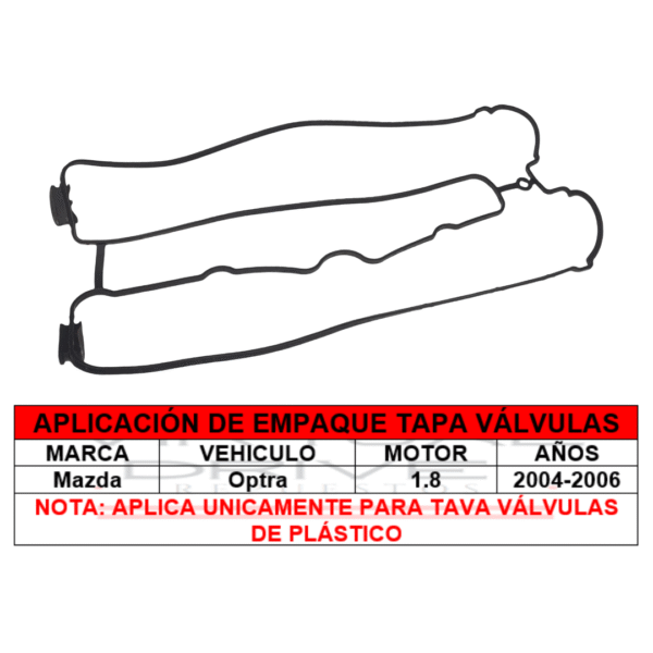 EMPAQUE TAPA VALVULAS OPTRA 1.8 PLASTICA