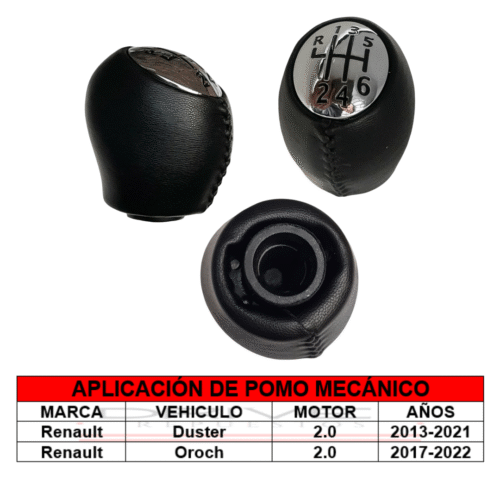 Obj POMO 6V CUERO CROMADO DUSTER 2.0